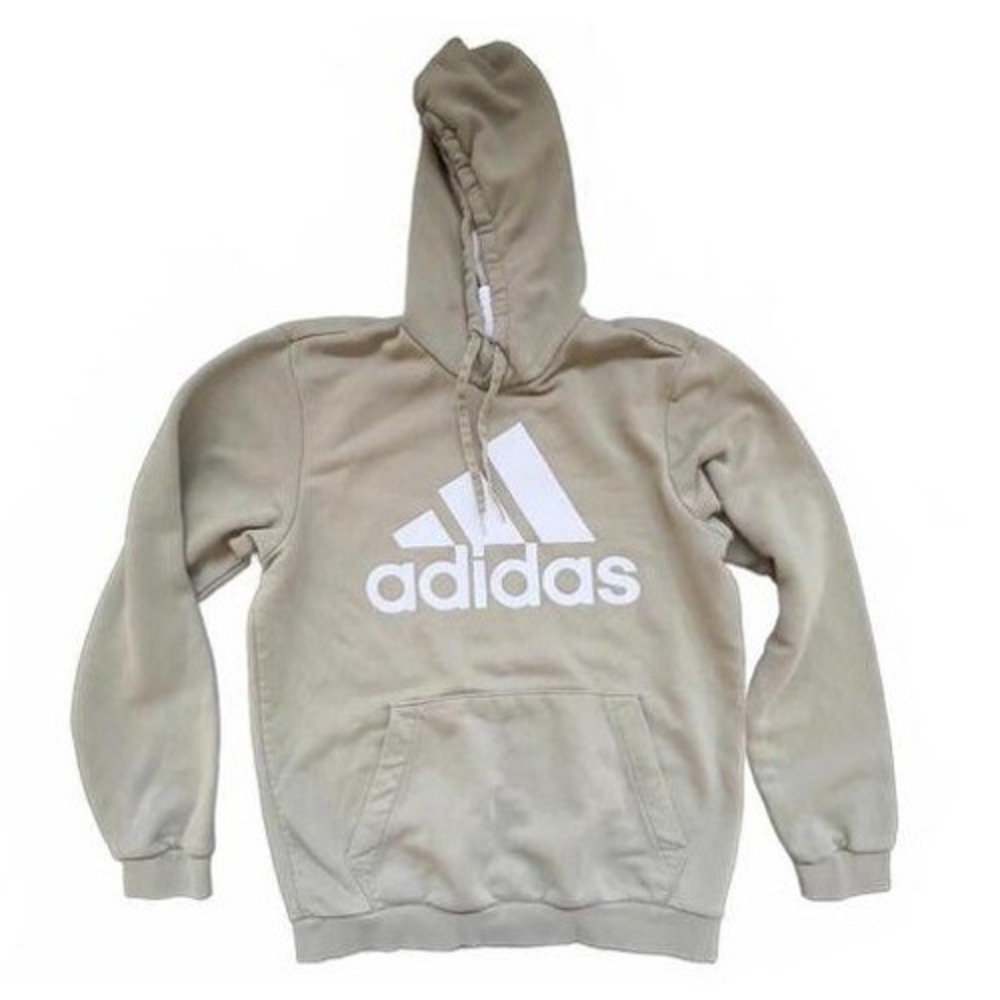 Adidas Hoodie Tan Khaki Badge of Sport Logo Pullover Fleece -‎ Medium